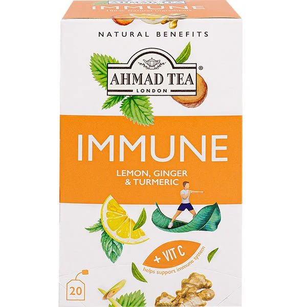 Ahmad Immune Herbal Tea - Lemon, Ginger & Turmeric with Vitamin C | 20 Foil Tea Bags